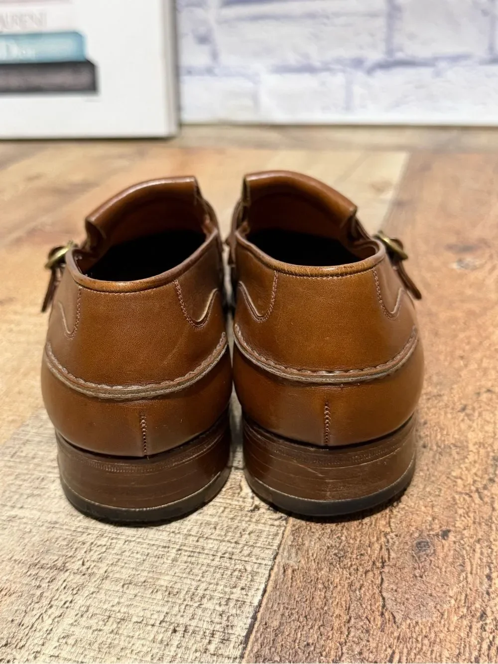 Vintage Polo Ralph Lauren Neiman Marcus Brown Leather Kiltie Monk Strap Loafers